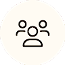 Icon showing a group of three people in a simple design.