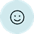 A simple blue emoticon with a smiling face.